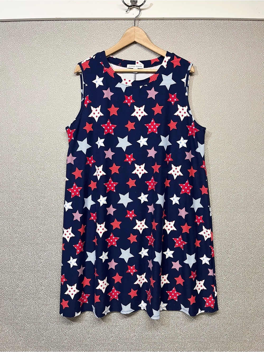 🆕 XXL Celebrate Together Navy Star Print Sleeveless Dress Patriotic